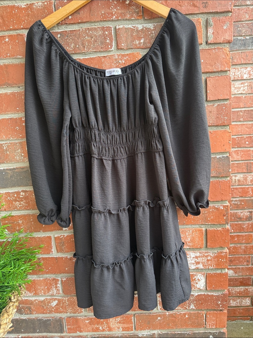 Popular 4L Black Tiered Babydoll Dress